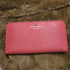 Kate Spade Pink Wallet With Polka Dot Interior